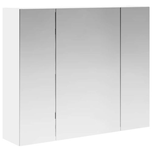 Шкаф с огледало за баня Бяло 60 x 14,5 x 50 см Инженерно дърво