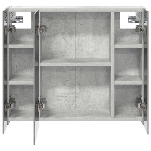 Шкаф с огледало за баня Циментено сиво 60 x 14,5 x 50 см