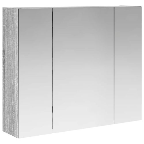 Шкаф с огледало за баня Сив Сонома 60 x 14,5 x 50 см