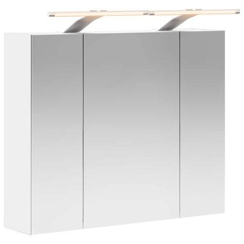 Шкаф с огледало за баня Бяло 60 x 14,5 x 50 см Инженерно дърво