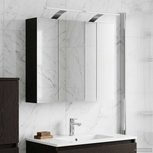 Шкаф с огледало за баня Черния дъб 60 x 14,5 x 50 см