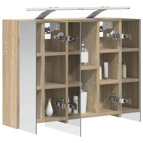 Шкаф с огледало за баня Сонома дъб 60 x 14,5 x 50 см