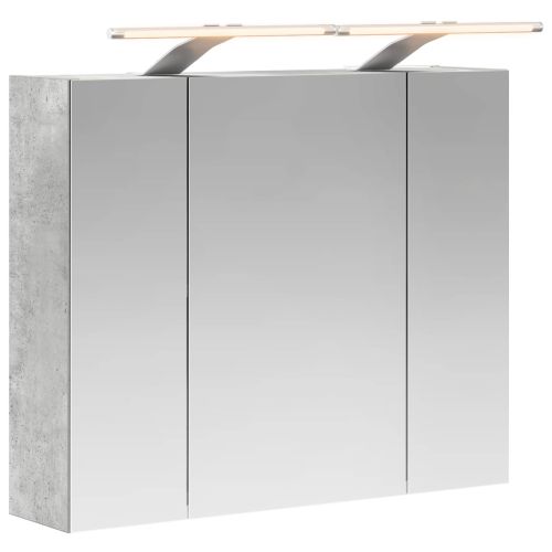 Шкаф с огледало за баня Циментено сиво 60 x 14,5 x 50 см