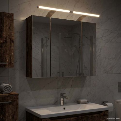Шкаф с огледало за баня Старо дърво 60 x 14,5 x 50 см