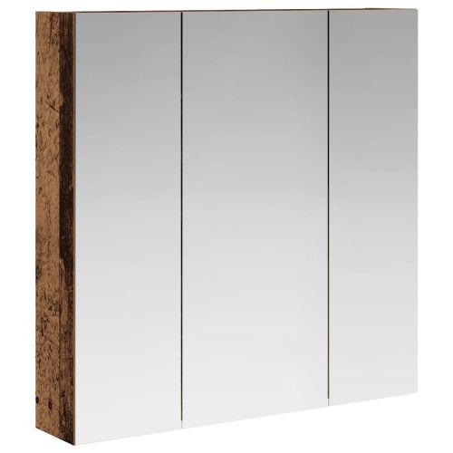 Шкаф с огледало за баня Старо дърво 70 x 14,5 x 70 см