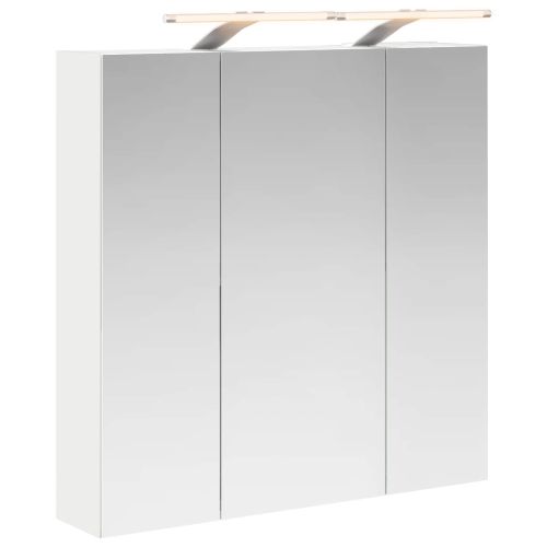 Шкаф с огледало за баня Бяло 70 x 14,5 x 70 см Инженерно дърво