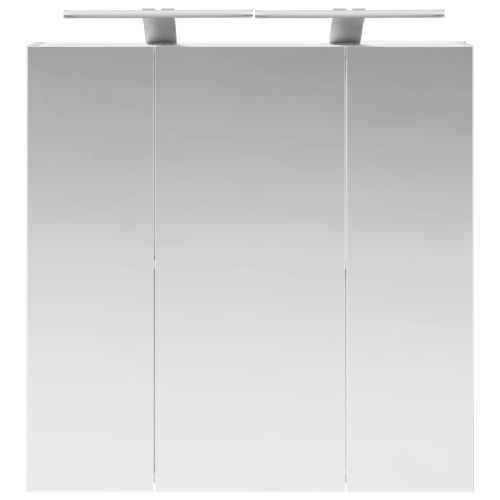 Шкаф с огледало за баня Бяло 70 x 14,5 x 70 см Инженерно дърво