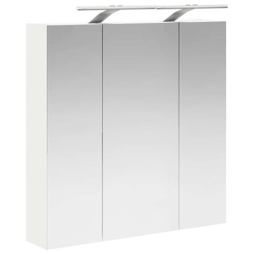 Шкаф с огледало за баня Бяло 70 x 14,5 x 70 см Инженерно дърво
