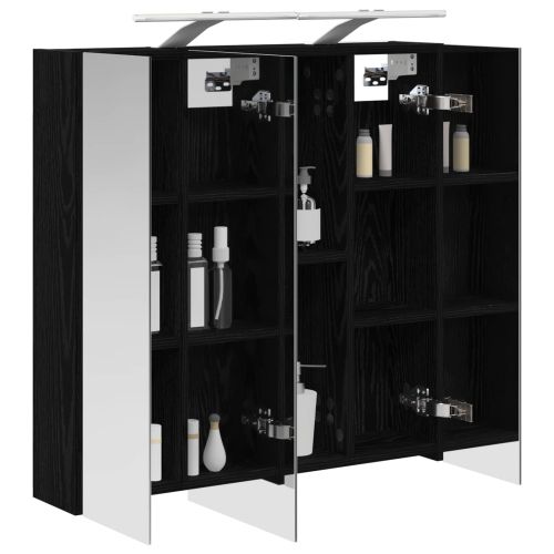 Шкаф с огледало за баня Черния дъб 70 x 14,5 x 70 см