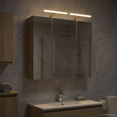 Шкаф с огледало за баня Сонома дъб 70 x 14,5 x 70 см