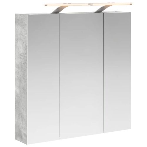 Шкаф с огледало за баня Циментено сиво 70 x 14,5 x 70 см