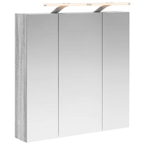 Шкаф с огледало за баня Сив Сонома 70 x 14,5 x 70 см