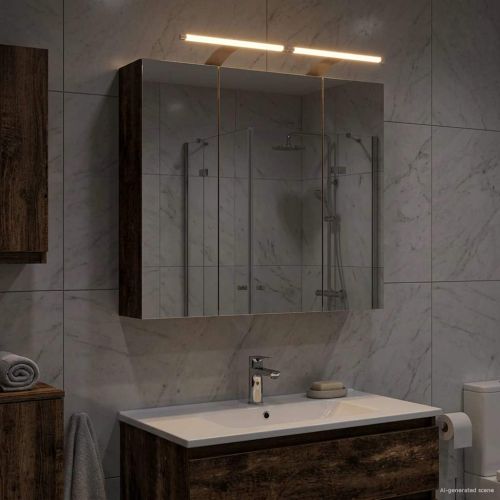 Шкаф с огледало за баня Старо дърво 70 x 14,5 x 70 см