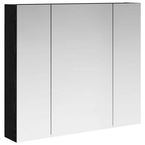 Шкаф с огледало за баня с рафт Черния дъб 80 x 14.5 x 70 см
