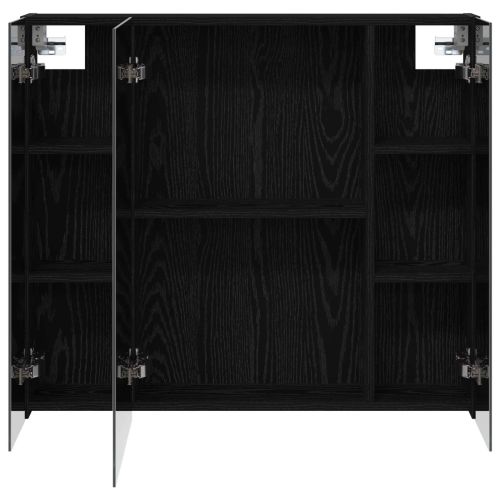 Шкаф с огледало за баня с рафт Черния дъб 80 x 14.5 x 70 см