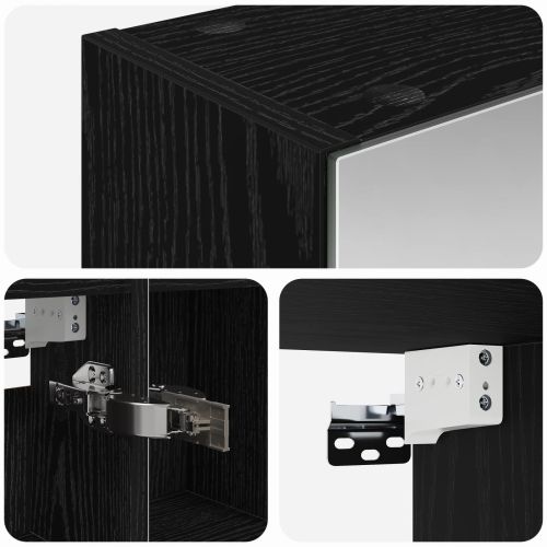 Шкаф с огледало за баня с рафт Черния дъб 80 x 14.5 x 70 см