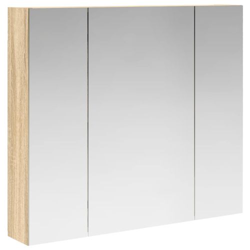 Шкаф с огледало за баня с рафт Сонома дъб 80 x 14.5 x 70 см