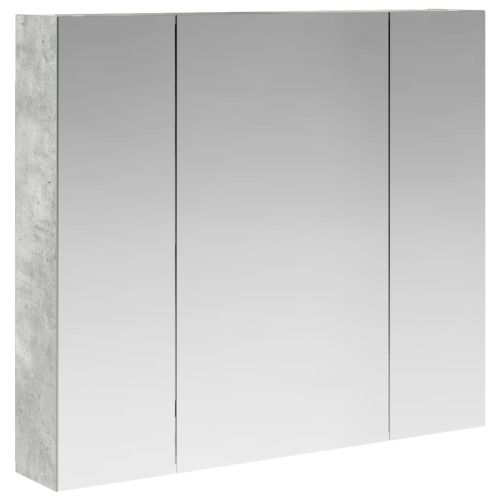 Шкаф с огледало за баня с рафт Циментено сиво 80 x 14.5 x 70 см