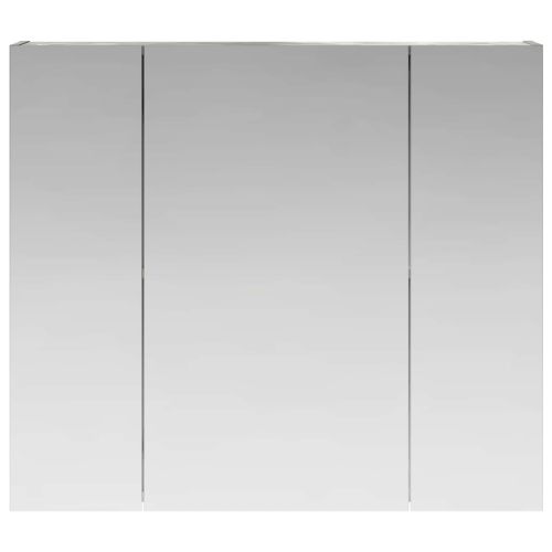 Шкаф с огледало за баня с рафт Циментено сиво 80 x 14.5 x 70 см