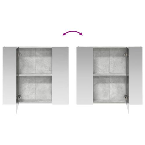 Шкаф с огледало за баня с рафт Циментено сиво 80 x 14.5 x 70 см