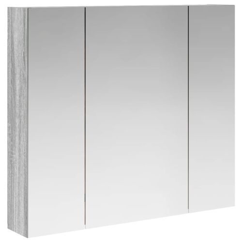 Шкаф с огледало за баня с рафт Сив Сонома 80 x 14.5 x 70 см