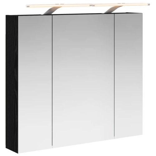 Шкаф с огледало за баня с рафт Черния дъб 80 x 14.5 x 70 см