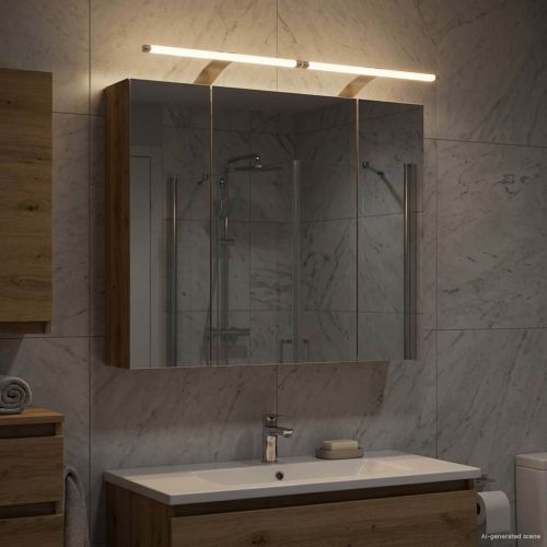 Шкаф с огледало за баня с рафт Дъб Артизан 80 x 14.5 x 70 см