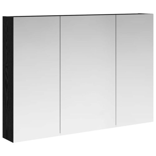 Шкаф с огледало за баня с рафт Черния дъб 100 x 14,5 x 70 см
