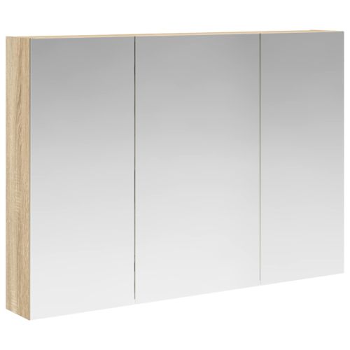 Шкаф с огледало за баня с рафт Сонома дъб 100 x 14,5 x 70 см
