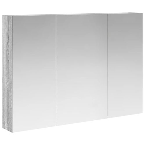 Шкаф с огледало за баня с рафт Сив Сонома 100 x 14,5 x 70 см