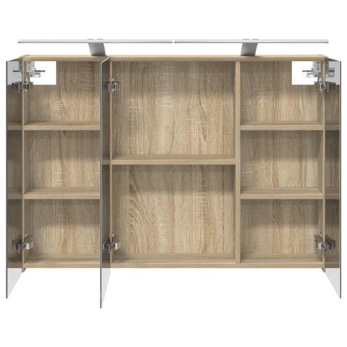 Шкаф с огледало за баня с рафт Сонома дъб 100 x 14,5 x 70 см