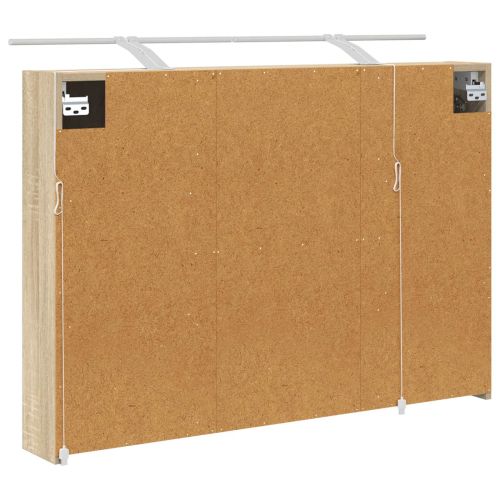 Шкаф с огледало за баня с рафт Сонома дъб 100 x 14,5 x 70 см