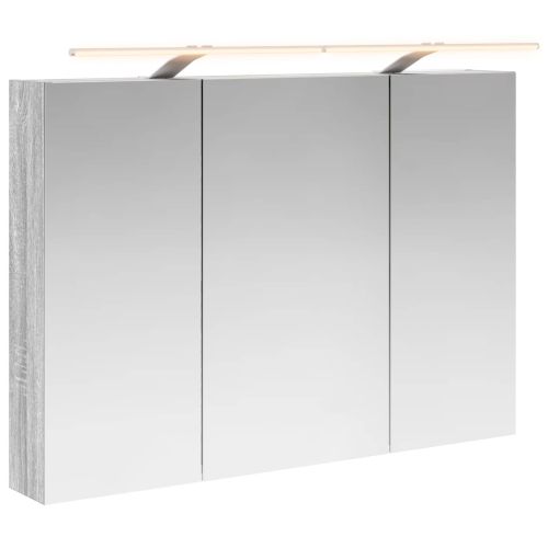 Шкаф с огледало за баня с рафт Сив Сонома 100 x 14,5 x 70 см