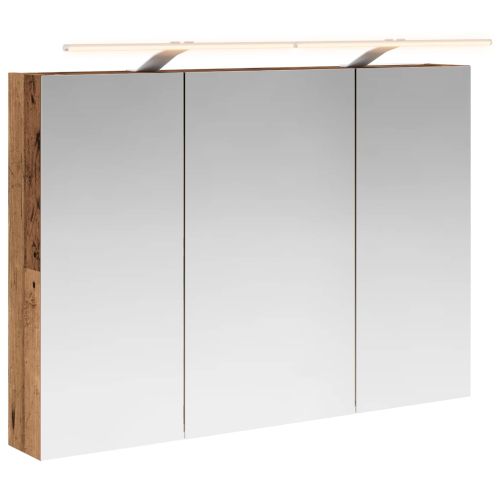 Шкаф с огледало за баня с рафт Старо дърво 100 x 14,5 x 70 см