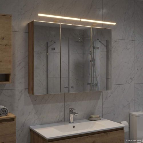 Шкаф с огледало за баня с рафт Дъб Артизан 100 x 14,5 x 70 см