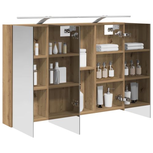 Шкаф с огледало за баня с рафт Дъб Артизан 100 x 14,5 x 70 см