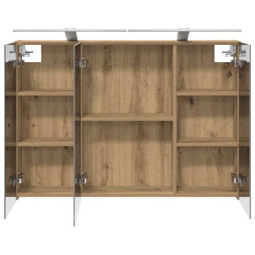 Шкаф с огледало за баня с рафт Дъб Артизан 100 x 14,5 x 70 см