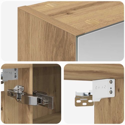 Шкаф с огледало за баня с рафт Дъб Артизан 100 x 14,5 x 70 см
