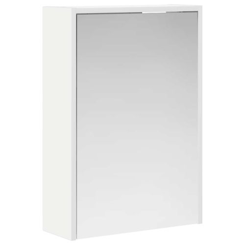Шкаф с огледало за баня Бяло 43 x 16 x 62.5 см Инженерно дърво