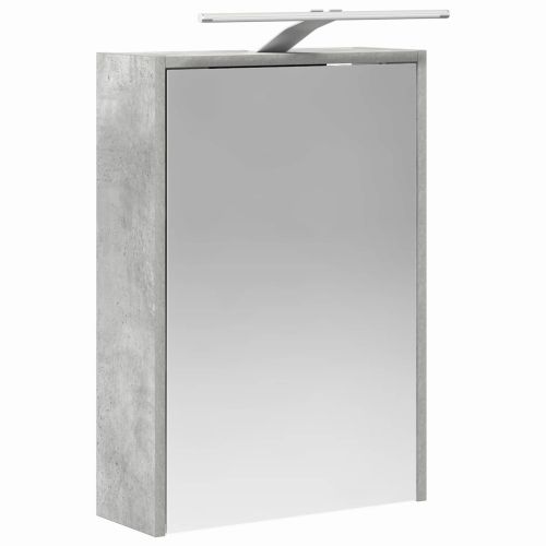 Шкаф с огледало за баня с рафт Циментено сиво 43 x 16 x 62.5 см