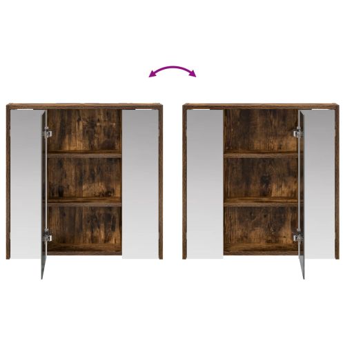 Шкаф с огледало за баня Димян дъб 63,5 x 16 x 62,5 см