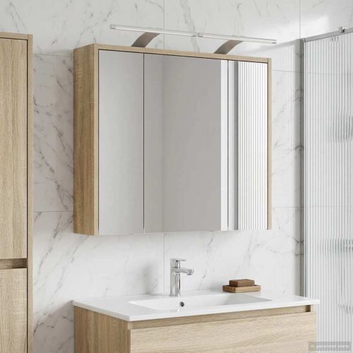 Шкаф с огледало за баня Сонома дъб 63,5 x 16 x 62,5 см