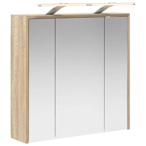 Шкаф с огледало за баня Сонома дъб 63,5 x 16 x 62,5 см