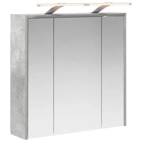Шкаф с огледало за баня Циментено сиво 63,5 x 16 x 62,5 см