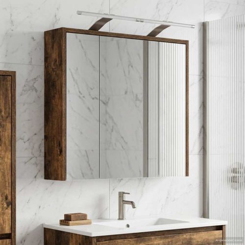 Шкаф с огледало за баня Димян дъб 63,5 x 16 x 62,5 см