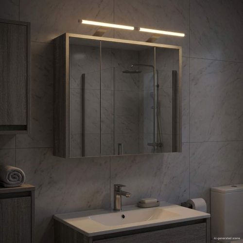 Шкаф с огледало за баня Сив Сонома 63,5 x 16 x 62,5 см