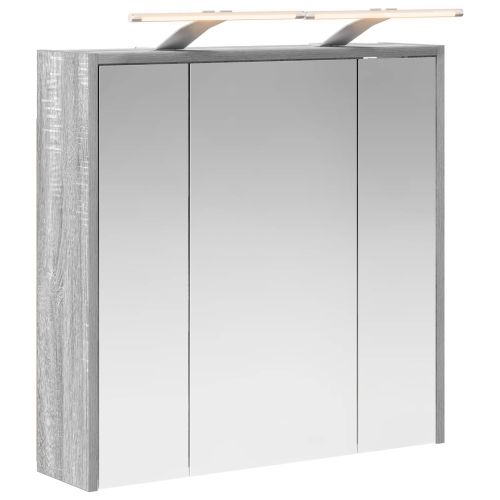 Шкаф с огледало за баня Сив Сонома 63,5 x 16 x 62,5 см