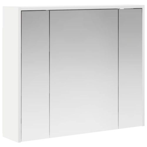 Шкаф с огледало за баня Бяло 73,5 x 16 x 62,5 см
