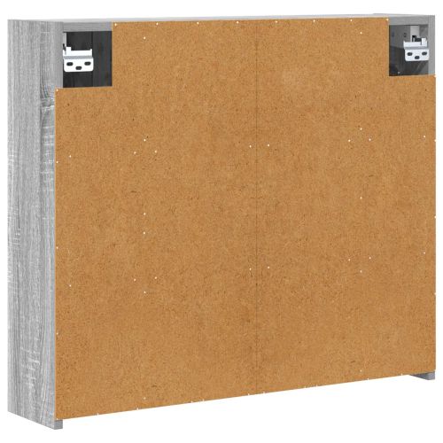 Шкаф с огледало за баня Сив Сонома 73,5 x 16 x 62,5 см