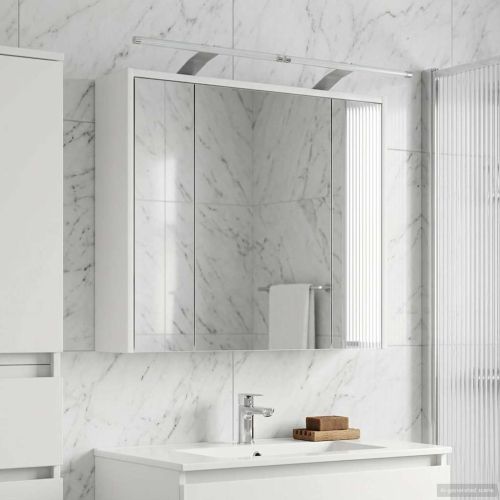 Шкаф с огледало за баня Бяло 73,5 x 16 x 62,5 см